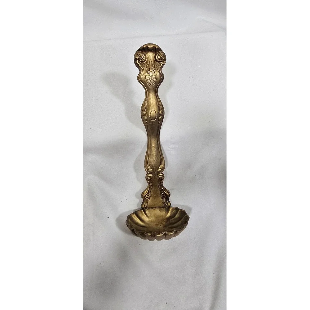 Vtg ladle spoon wall hanging‎ kitchen home decor soap holder gold metal planter